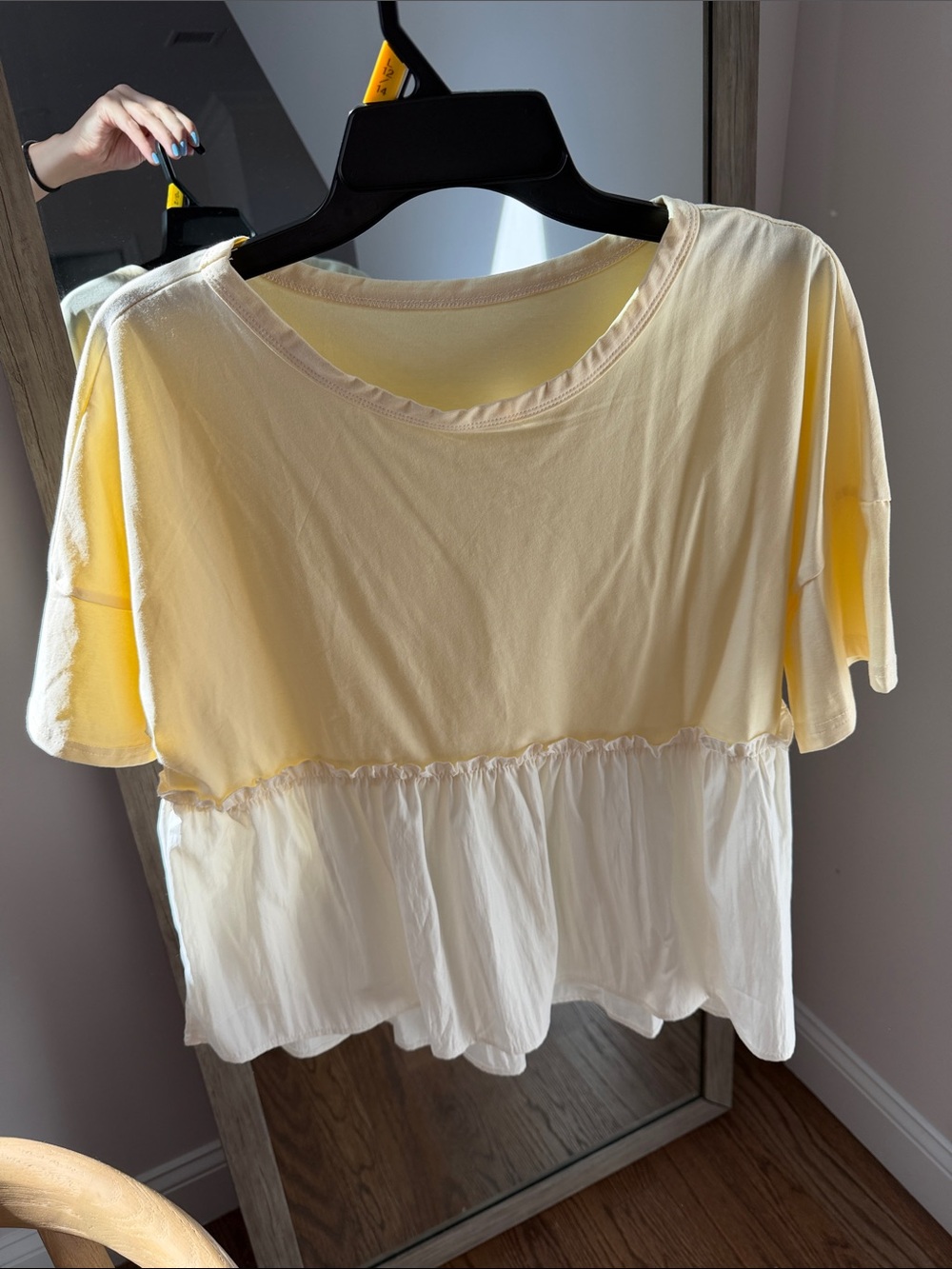 Light Yellow and White Layered Women’s Top